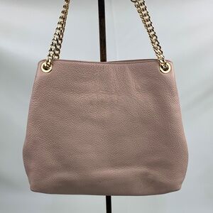 Michael Kors Light pink Leather Shoulder Bag Gold chain straps & zipper 3 pocket